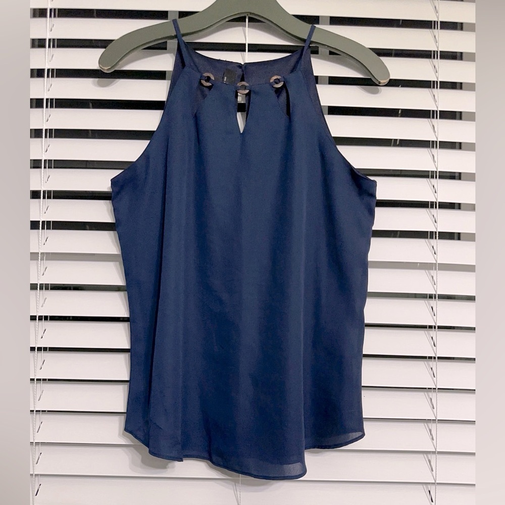 #8)  Elegant Navy Blue Sleeveless Top Size medium